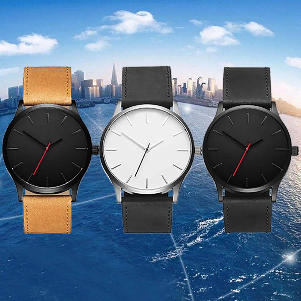 Saatleri модные роскошные Бизнес Кварцевые часы с большим циферблатом для мужчин матовый ремень наручные часы подарок Reloj de hombre