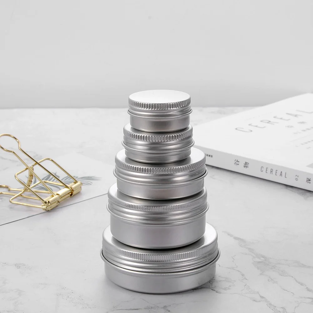 

1/2PCS Empty Aluminium Bottles Sample Canisters Cap Makeup Oil Wax Box Reusable Packaging Can Tin Container Cosmetic Pot Jar