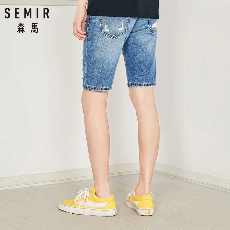 SEMIR мужские джинсовые шорты летнее платье отверстие брюки вышивка печать