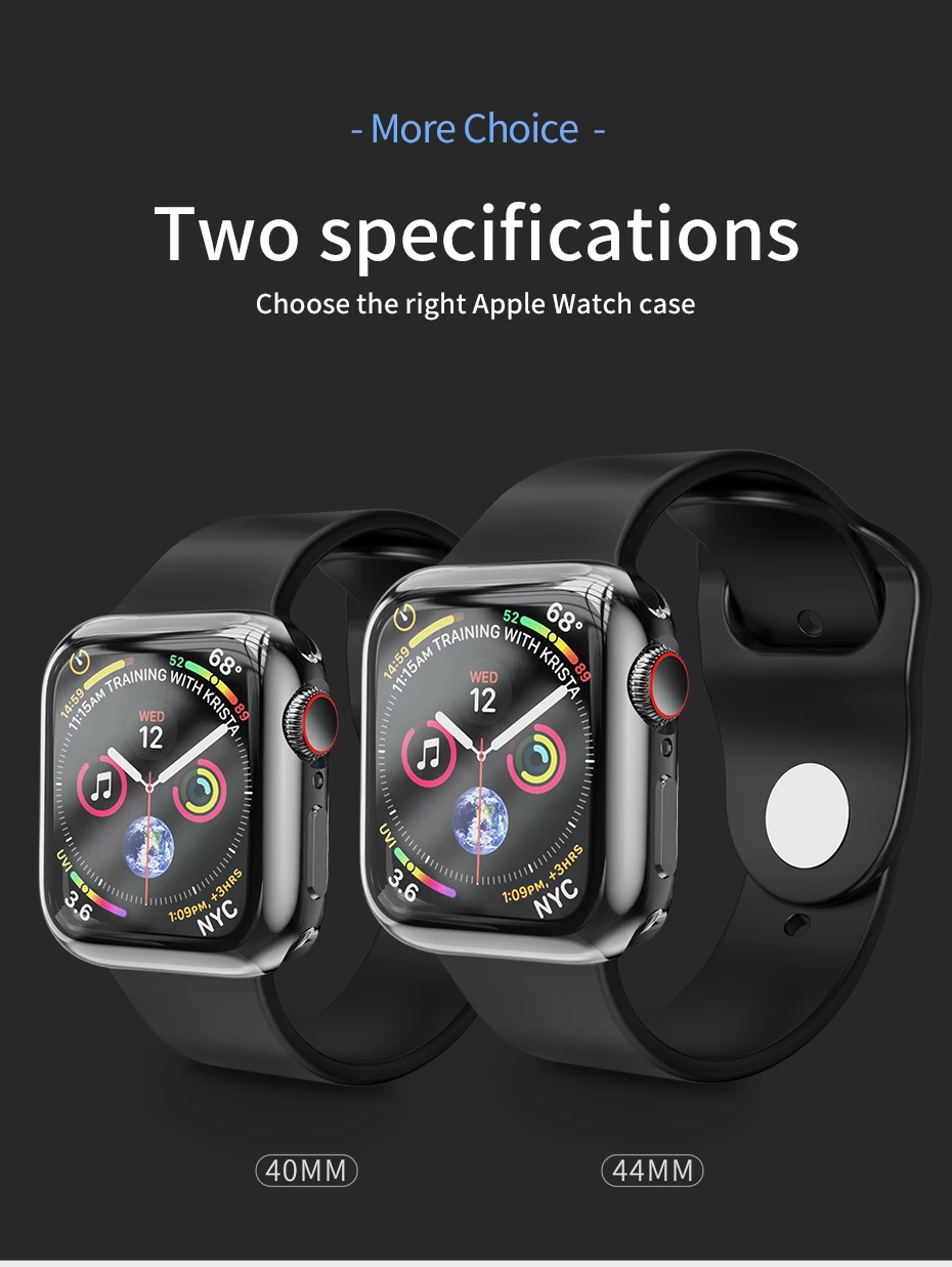 HOCO Ультра-тонкий экран ТПУ Защитный чехол Оболочка 40мм 44мм Для Apple Watch iWatch Series 5 4 Красочное покрытие мягкий чехол