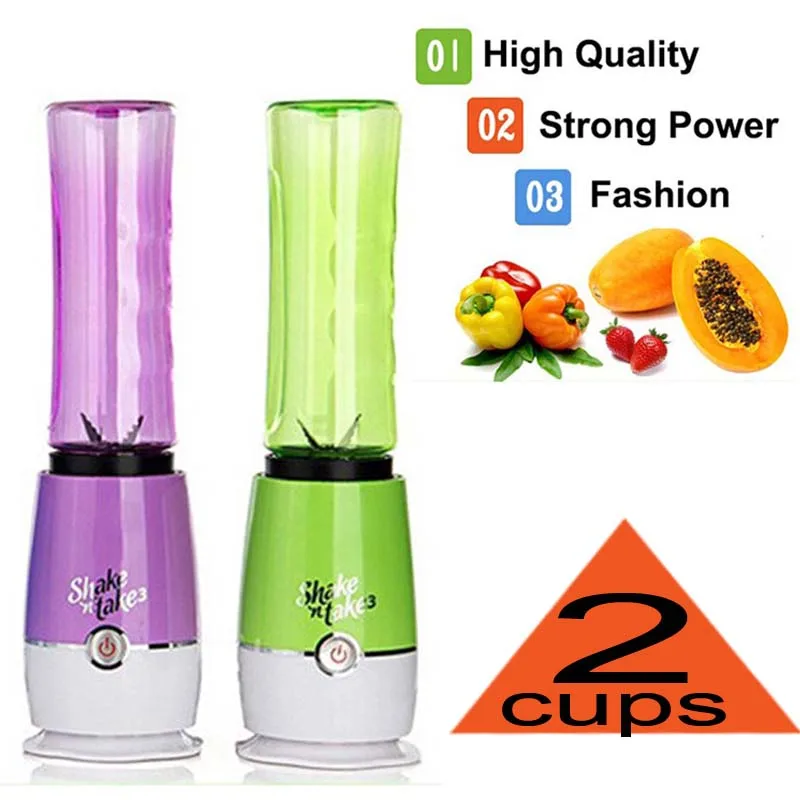  2 Cups Healthful & safety Fruit Juice Machine FREE Tritan material Shake take go personal vegetable juice Mini portable blender 