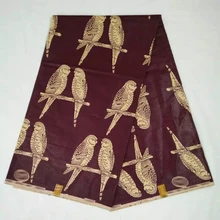 Ткань bazin riche из парчи с рисунком птиц, коричневая жаккардовая ткань из дамасской морской парчи для изготовления платьев NAB-7