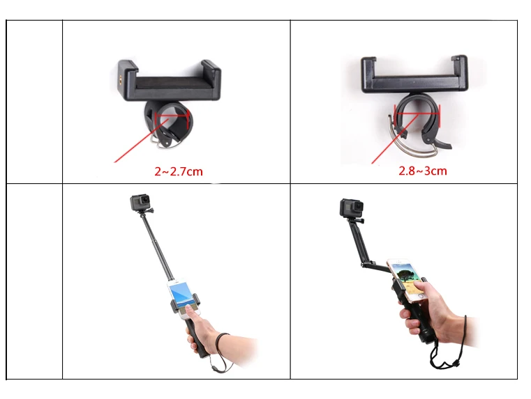Селфи Замок Клип палка ручной монопод Регулируемая пряжка Держатель Телефона Адаптер для Gopro HERO 7 6 5 4 8 xiaomi yi 4K SJCAM