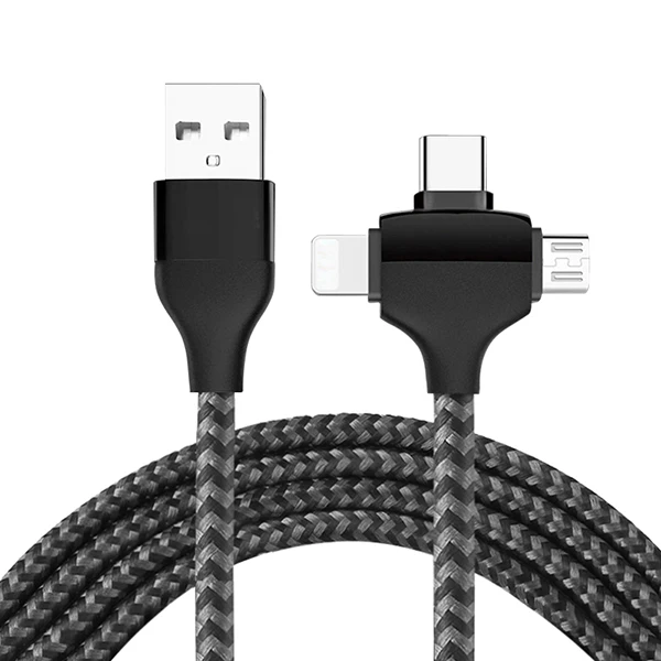 ACCEZZ 3 в 1 зарядный кабель для освещения type C mi cro USB для iPhone 7 8 X XR Xiaomi mi 9 samsung S8 кабели для быстрой зарядки - Цвет: Black