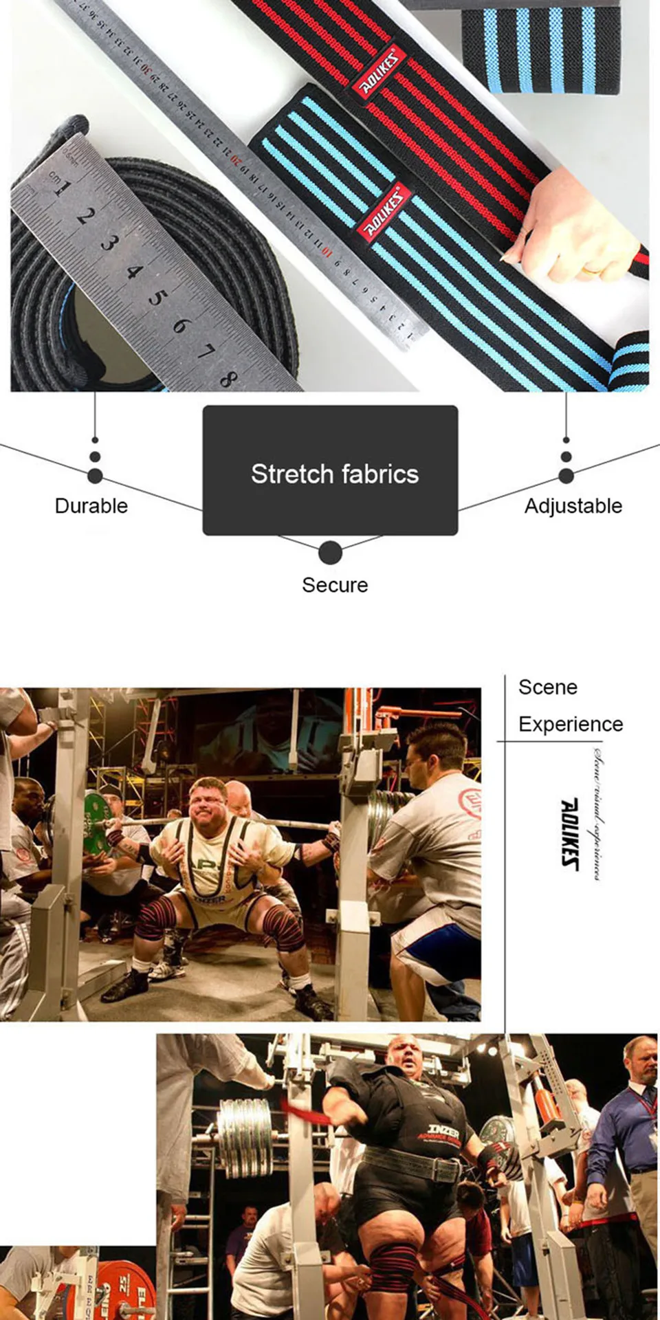 AOLIKES 1 пара силовых подъемных наколенников приседаний поддержка для тяжелой атлетики, бодибилдинга ремни повязки наколенники