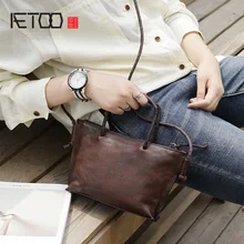 AETOO Leather Art Mini Retro Crossbody bag, cowhide handmade shoulder bag, lady small handbag