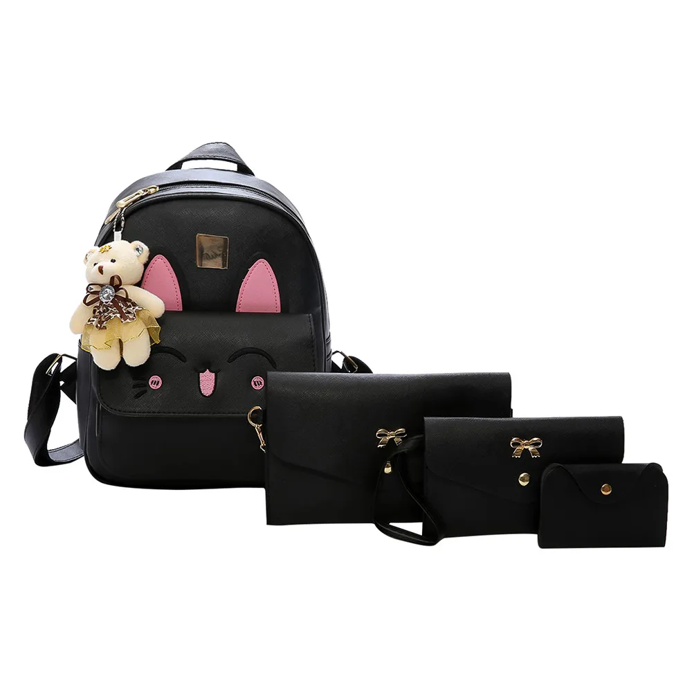 

Women Four Set Animal rabbit Mini Backpack Women Pu Leather Female Backpacks For Teenage Girls Striped Backpack Women H30513