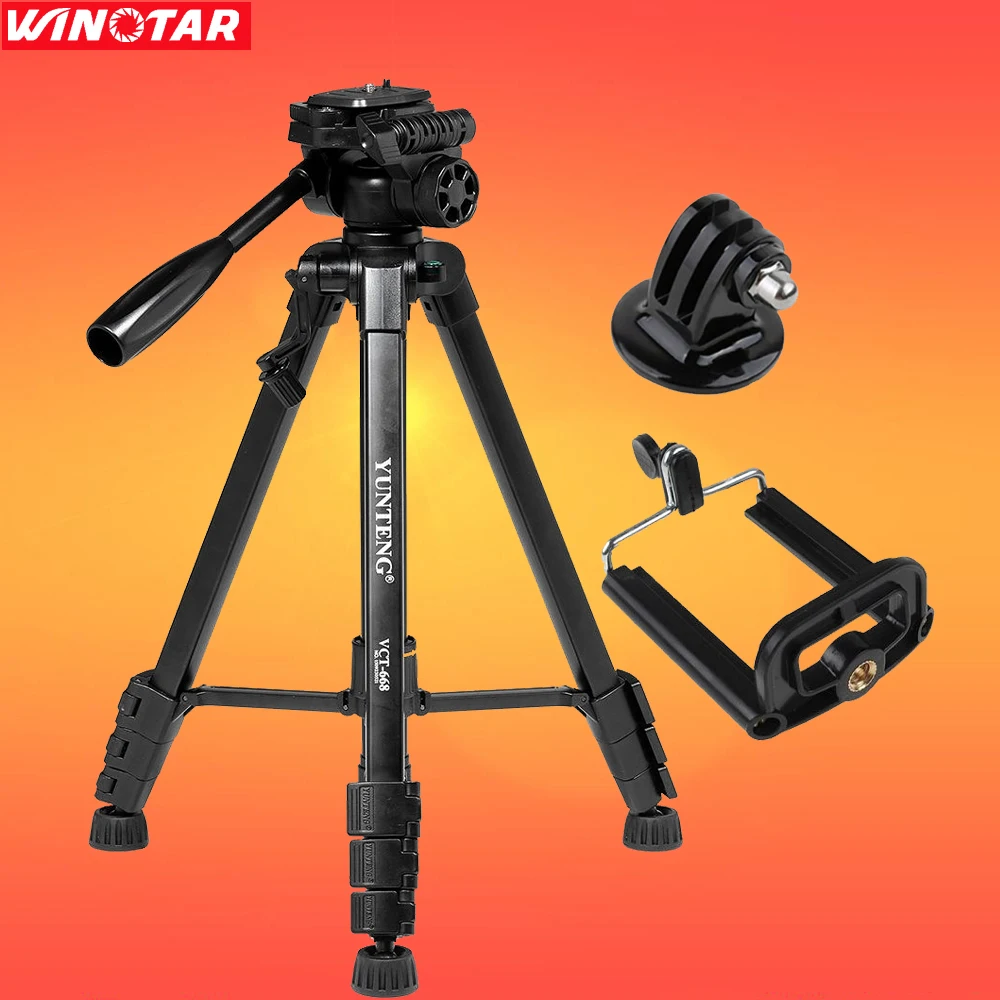 YUNTENG VCT 668 Pro Tripod with Damping Head Fluid Pan for SLR/DSLR Canon Nikon + GoPro Tripod
