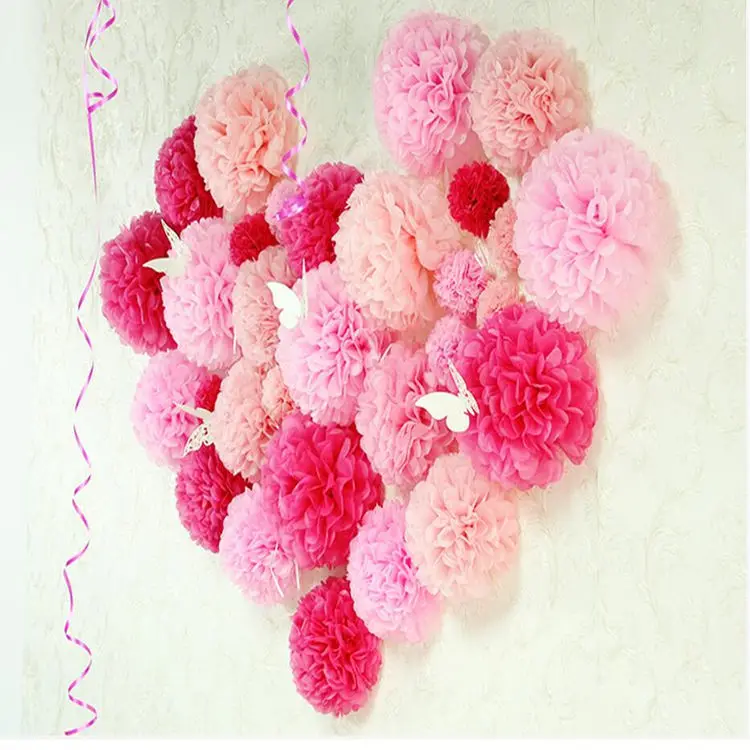 10PCS Handmade 6''(15CM) Tissue Paper Pom Poms Paper Flower Ball Pompom For Home Garden Wedding Birthday&Wedding Car Decoration