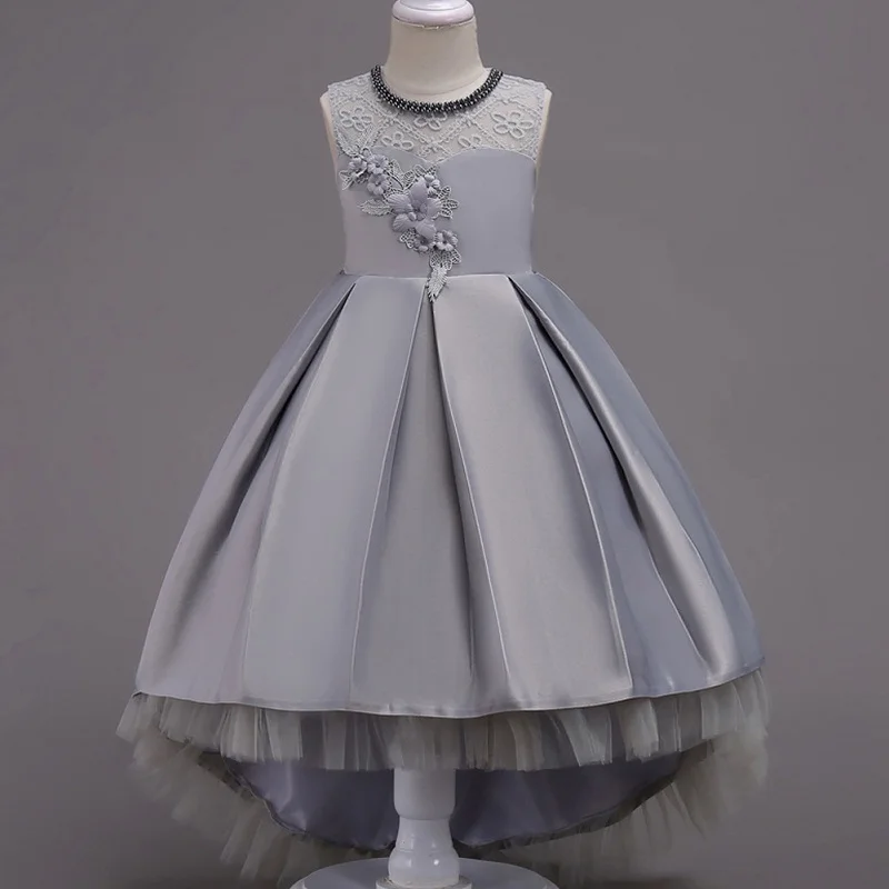 Baby Girl Dress Children Kids Dresses For Girls 2 3 4 5 6 7 8 9 10 Year Birthday Outfits Dresses Girls Evening Party Formal Wear - Цвет: Gray