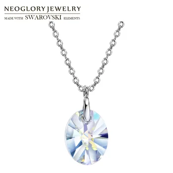 

Neoglory Jewelry Crystal & S925 Silver Pendant Charm Necklace Oval Design Embellished With Crystals From Swarovski Hot Gift