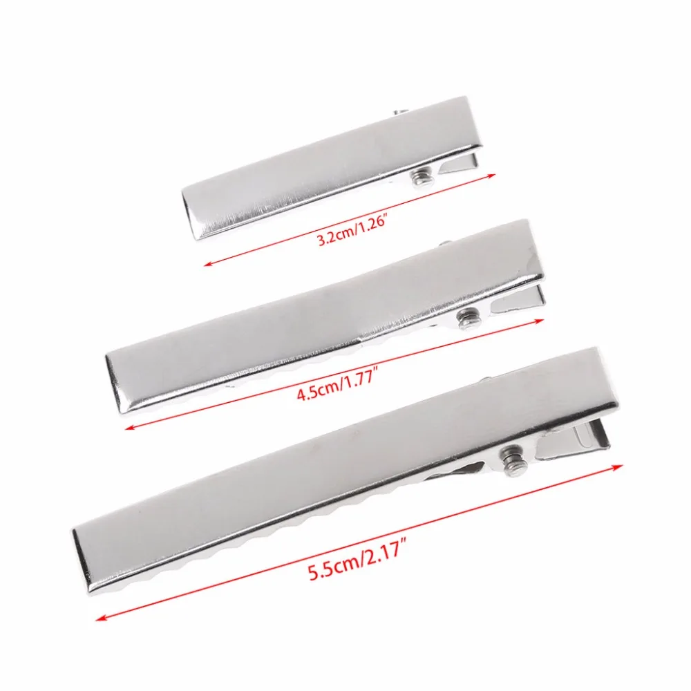 50Pcs DIY Barrette Teeth Hair Clips Utility Flat Single Prong Alligator Clips 3.2cm/4.5cm/5.5cm