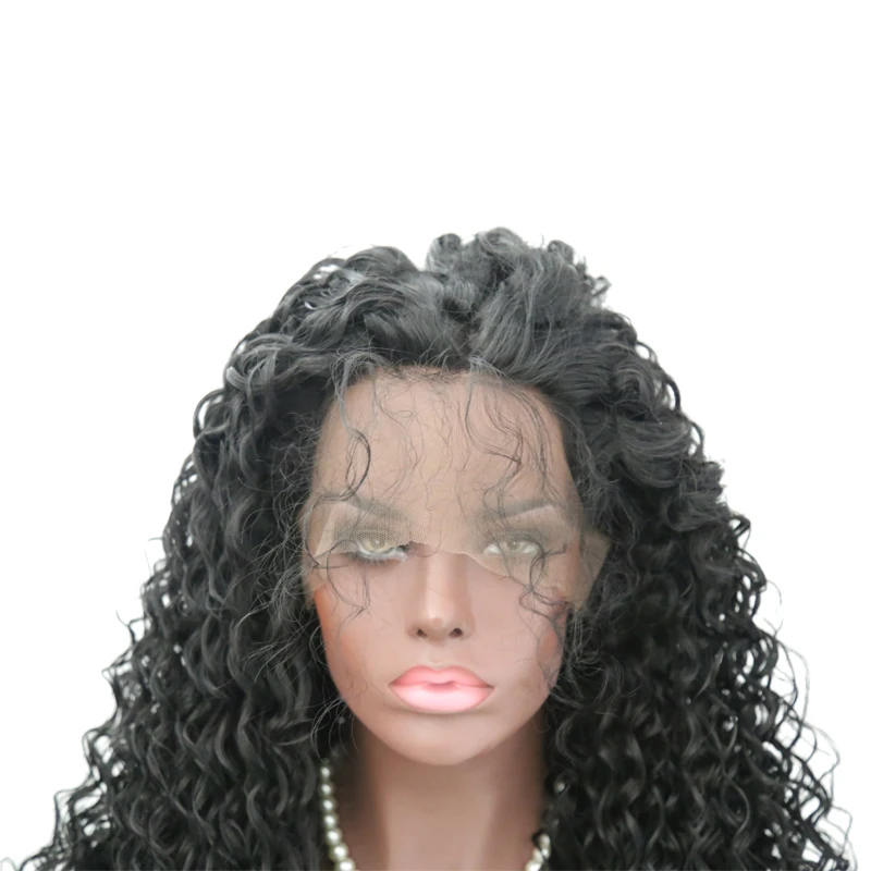 JOY& BEAUTY черный свободный кудрявый синтетический парик на кружеве 26 дюймов бесклеевой Термостойкое волокно с детскими волосами для женщин