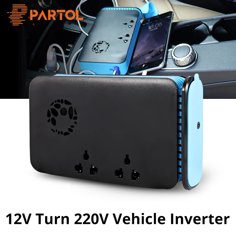 

Partol Car Inverter DC 12V to 220V 200W Power Inverter Voltage Converter Outlets with USB Port Charger Travel Portable Converter