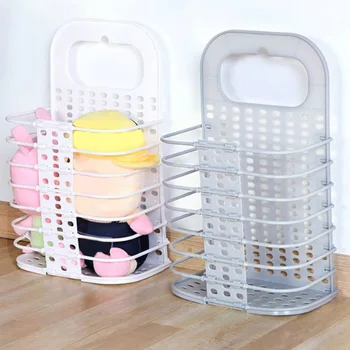 

White Collapsible Dirty Clothes Storage Basket Household Basket Sundries Toy Organizer Wall-Mounted Home Laundry Basket