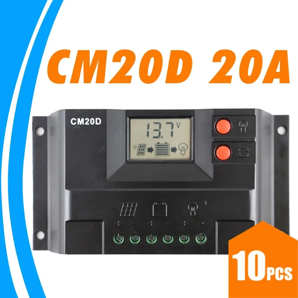 

20A Solar Charge Controller 12V 24V solar panel controller LCD display GEL Battery type option FLOODED SEALED lighting LED CM20D
