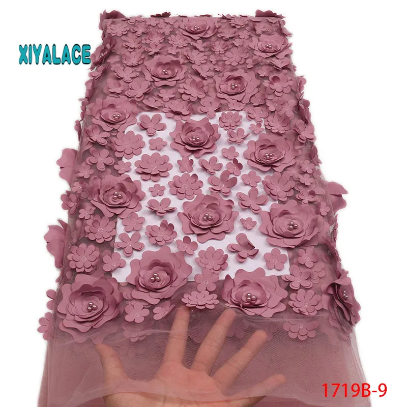 Стиль французская Сетка кружевная ткань 3D цветок африканская Тюлевая сетчатая кружевная ткань высокое качество кружева нигерийская кружевная ткань YANI1719-2