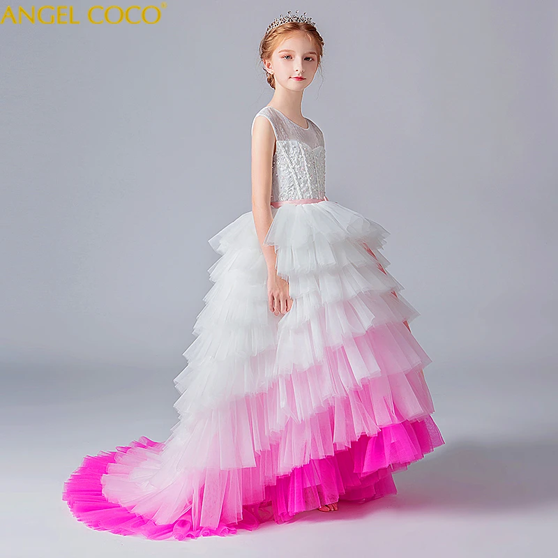

Winter Girl Lace Dress Long Tulle Teen Girl Party Dress Elegant Children Clothing Kids Dresses For Girls Princess Wedding Gown