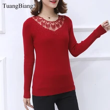#Special Offers Ladies Lace Patchwork Hollow out Elasticity Sweaters Autumn Basic Women Diamonds O-Neck Pullovers Knit Long sleeve Jumpers 2019 #Special Offers Ladies Lace Patchwork Hollow out Elasticity Sweaters Autumn Basic Women Diamonds O-Neck Pullovers Knit Long sleeve Jumpers 2019
