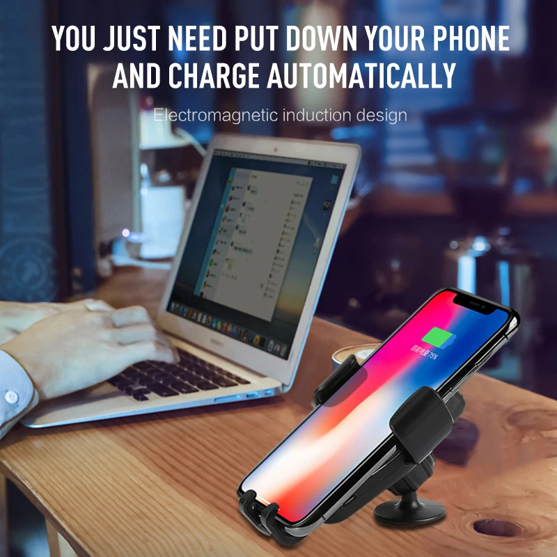 USB Настоящее быстрое Qi Беспроводное зарядное устройство, автомобильный держатель воздуха на выходе для сотового телефона, не скользит для IPhone XS Max X 8