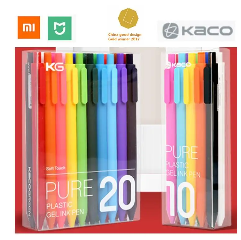 

Xiaomi mijia Colorful sign pen KACO 20 / 10 colors 0.5mm pen write length 400M PK ABS plastic gel roller ball pen gift case