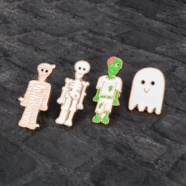 Best Price Skeleton Zombie Mummy Ghost Pin Brooch Soft Enamel Pin Metal Punk Badge Button Pin Brooch for Women Men Jewelry Halloween Gift