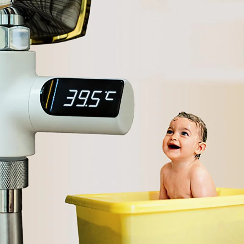 

LED Display Home Water Shower Thermometer Flow Self-Generating Electricity Water Temperature Meter Monitor for Baby Care