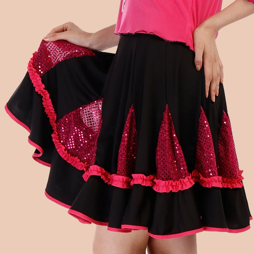 Юбка для бальных танцев, Женская Современная юбка для вальса, танго, латинских танцев, сальсы, румбы, самбы, юбка для соревнований, 3 цвета#2529
