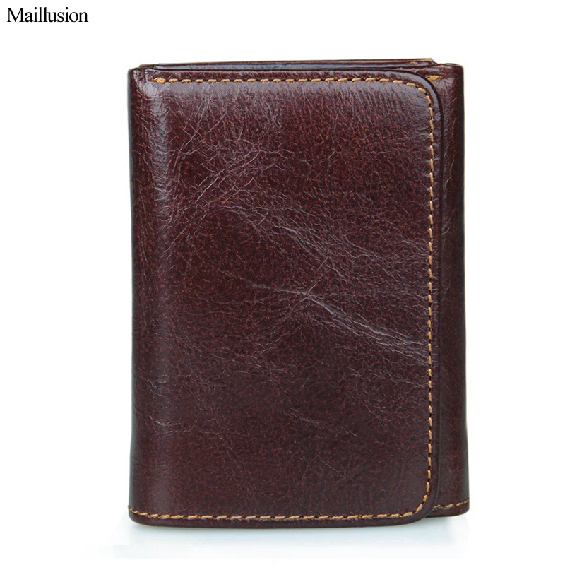 

Maillusion New Vintage Wallets Men Genuine Leather Cowhide Brand Designer Short Hasp Male Coin Purse Money High Quality Wallets