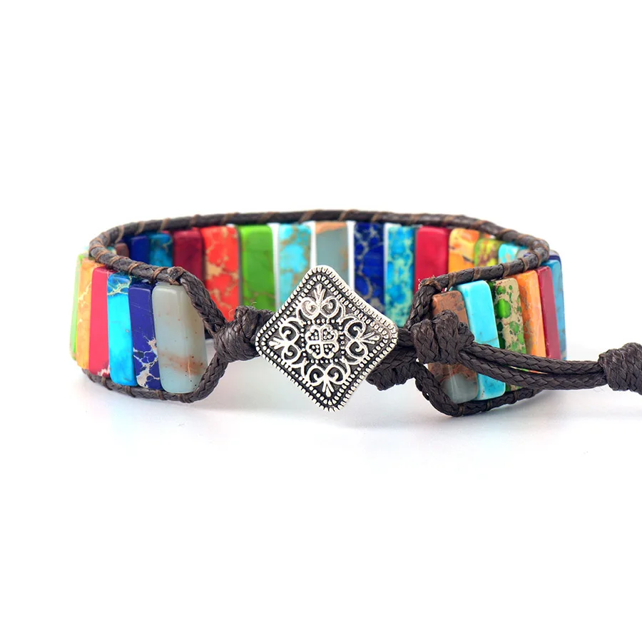 7 Chakra Bracelet Jewelry Natural Stone Tube Beads Non Leather Rope Wrap Bracelet Unisex Couples Bangle Bracelets Gifts - Image 4