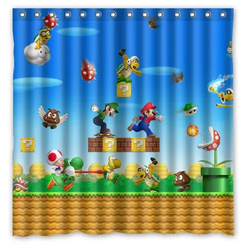 

High Quality Custom Waterproof Bathroom Curtains Super Mario Polyester Fabric Shower Curtain 180*180cm