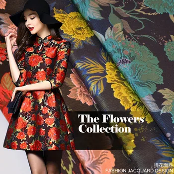 

145cm wide high-grade yarn-dyed jacquard fashion fabric high-precision large flower dress umbrella skirt material 300g/m