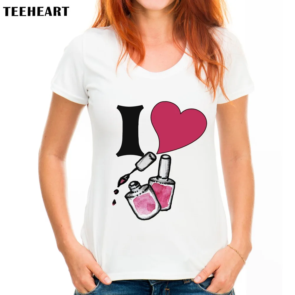 2017 Women Fashion NAIL POLISH Design T shirt Novelty Tops Lady Custom