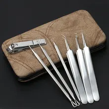 7 шт./компл. Черноголовых Extractor Комплект Уход за кожей лица Уход за кожей нержавеющая акне иглы прыщ удаления клип пинцет комедона Remover Инструменты