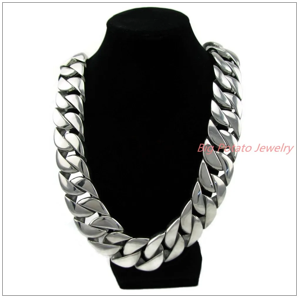 

24/31mm Huge Heavy Cool Jewelry 316L Stainless Steel Silver Color Curb Cuban Chain Men's Necklace Gift High Quality 24"/28"