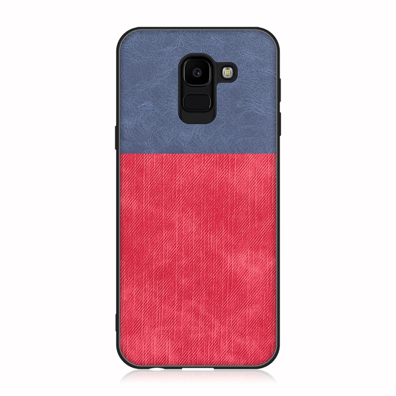 Shockproof Business Back Full Cover For Samsung J8 J6 J4 Plus 2018 J7 J5 J3 Denim Fabric Splice Soft Silicone Edge Case estojo |
