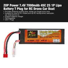 ZOP power 7,4 V 7000mAh 45C 2S 1P Lipo батарея T вилка перезаряжаемая для RC гоночный Дрон Квадрокоптер вертолет модель автомобиля лодки