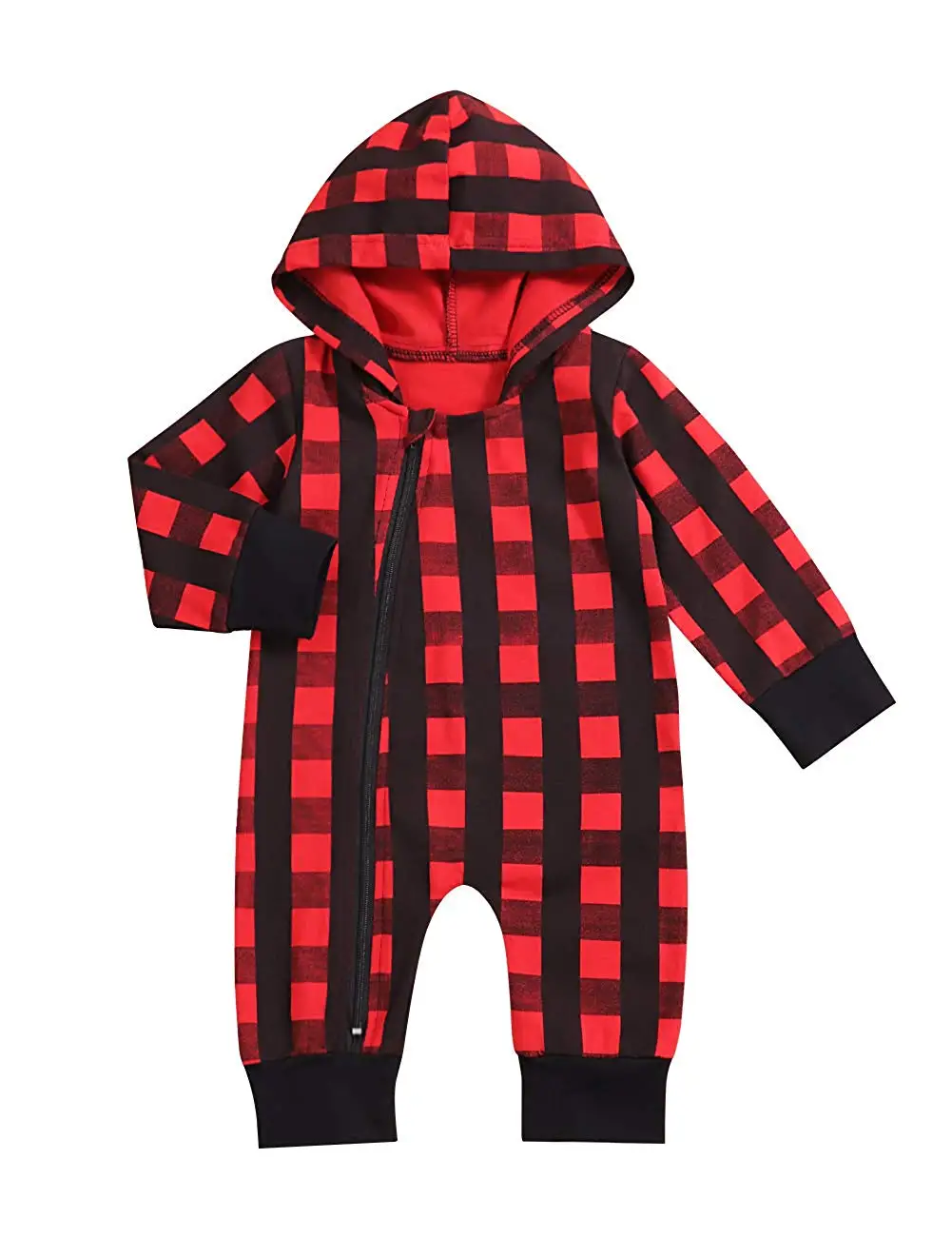 Oklady Newborn Baby Boy Clothes Red Plaid Christmas Long Sleeve Romper