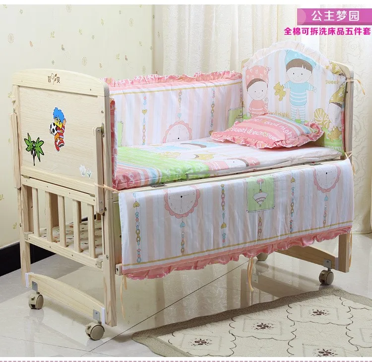 Promotion! 7PCS baby bedding kit piece set bed around unpick and wash