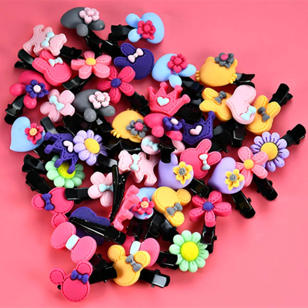 2pcs/Lot New Colorful Resin Baby Hairpins Cute Cartoon Girls Hair
