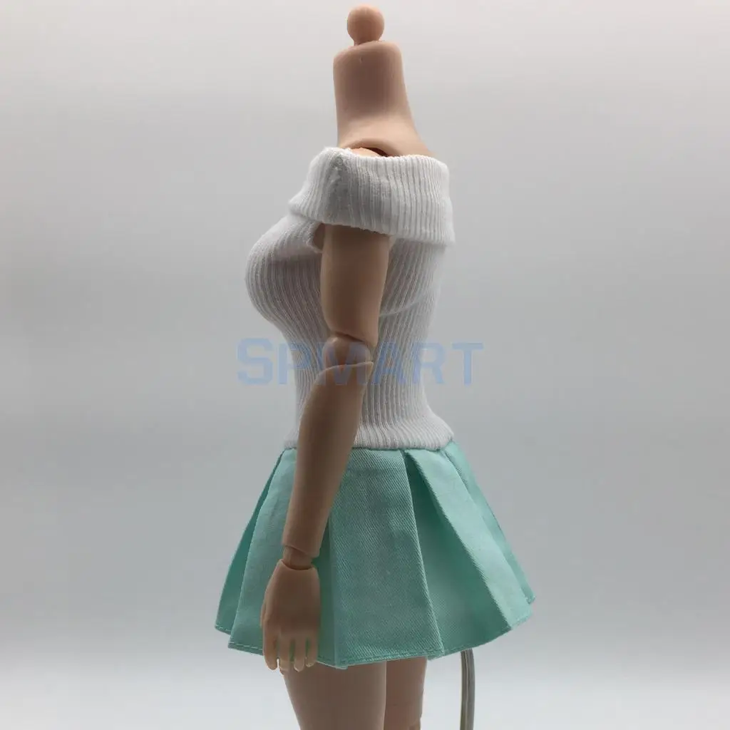1/6 Scale Off Shoulder Flared Pleated Dress and Briefs Set for 12 INCH Action Figure    Kumik Cy Girls Accessories