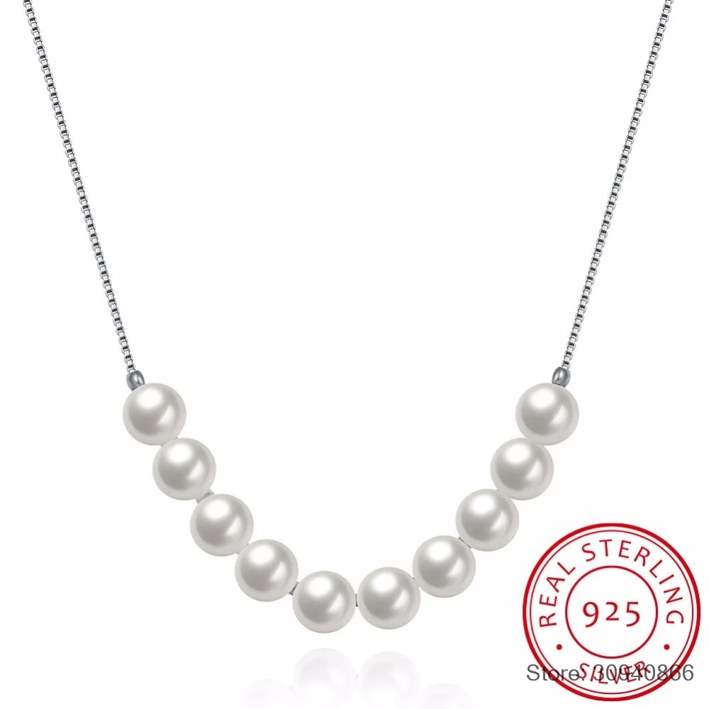

SMTCAT New Collection Genuine 925 Sterling Silver Love Friendship Family Freshwater Pearl Necklace Jewelry Bijoux