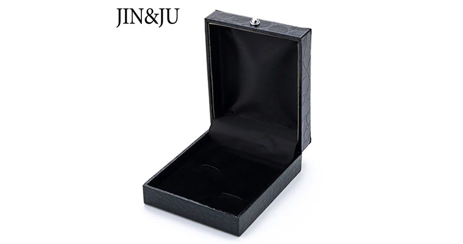 Джин & JU черные запонки коробка 30 шт./лот высокое качество Имитация крокодиловой кожи коробочка для запонок кейс для украшений (за