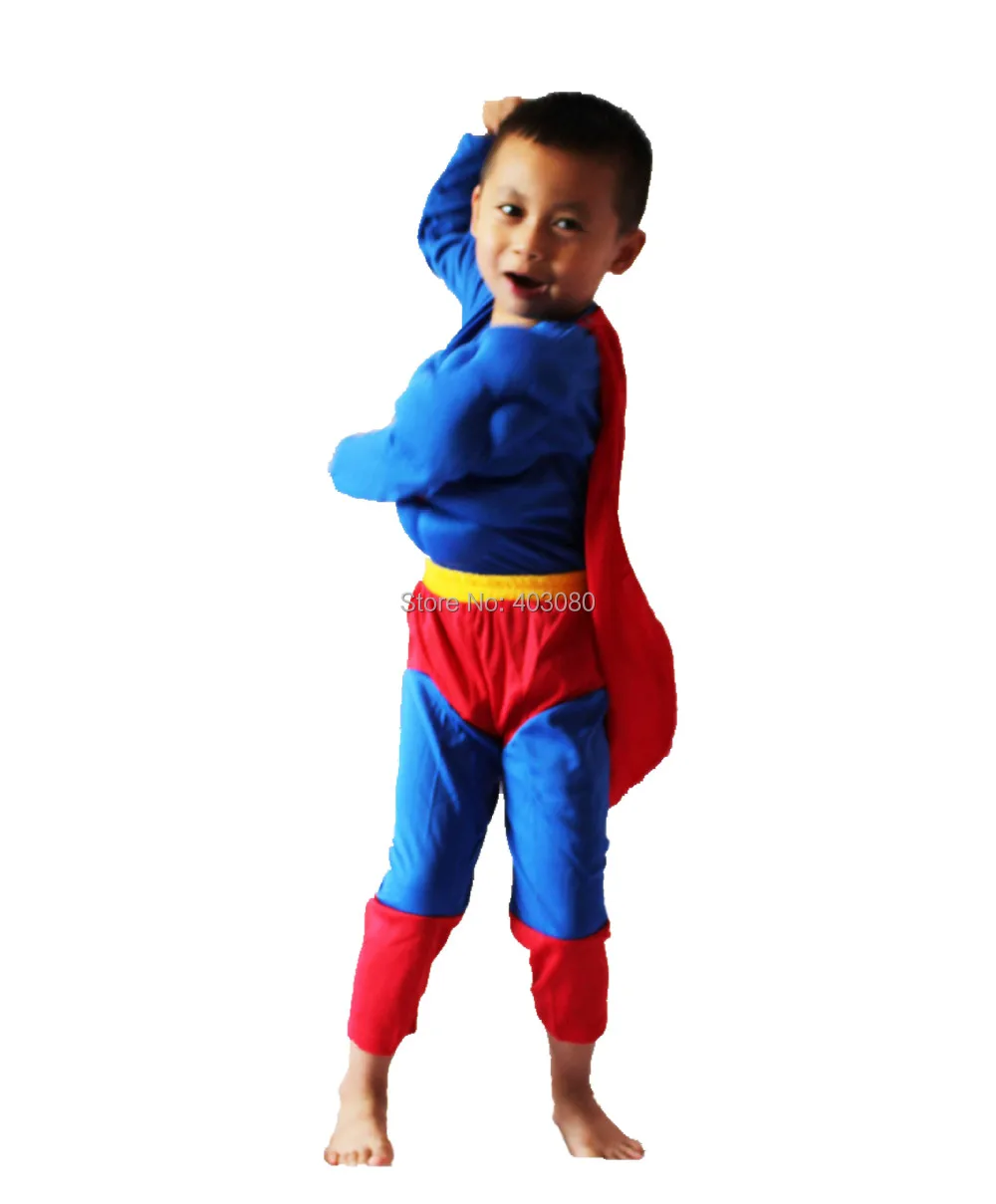 Вечерние костюмы на Хэллоуин для детей от 3 до 7 лет, детская одежда с изображением Супермена, одежда для ролевых игр футболка с длинными рукавами, 16812