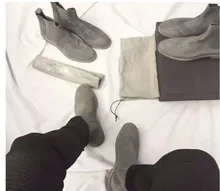 Handmade All-matching Luxury brand Men Chelsea Boots Leather Yeezus Shoes Men’s Party and Wedding Dress Shoes Kanye West shoes