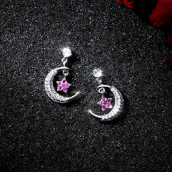 

12pairs/lot temperament south Korean stars and moon earring small pendant brief paragraph character joker earrings