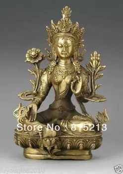 

bi00444 Tibetan Bronze 4-Hand Kwan-yin Buddha Statue Figure 7"H