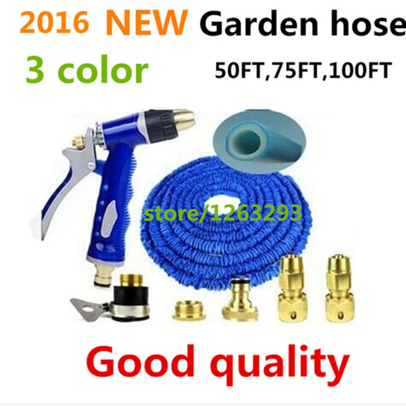 NEW Good quality Magic flexible Expandable Garden Hose reels +spray Gun Garden Water Hose Car watering connector Free shipping