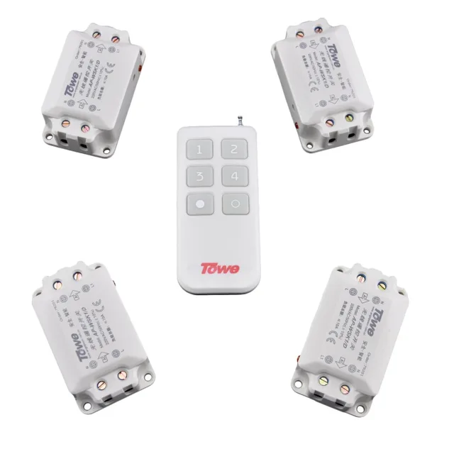 $ TOWE AP-WSK1/D-4 wireless 220V 10A four way remote control switch 1 controller through wall Villa use