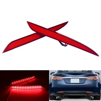 

Niscarda 2PCS LED Rear Bumper Reflector Light Red Car Driving Brake Stop Fog Trim Molding Tail Lamp For Tesla Model S 2012+